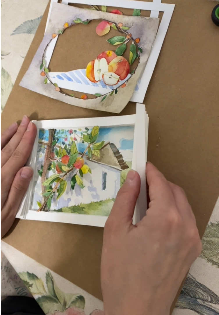 Собираю открытку #акварель #ручнаяработа #открыткиручнойработы #handmade #handmadegifts #applewatercolor #apple #postcard #paperart #3dpaperart #papercraft #tutorial 