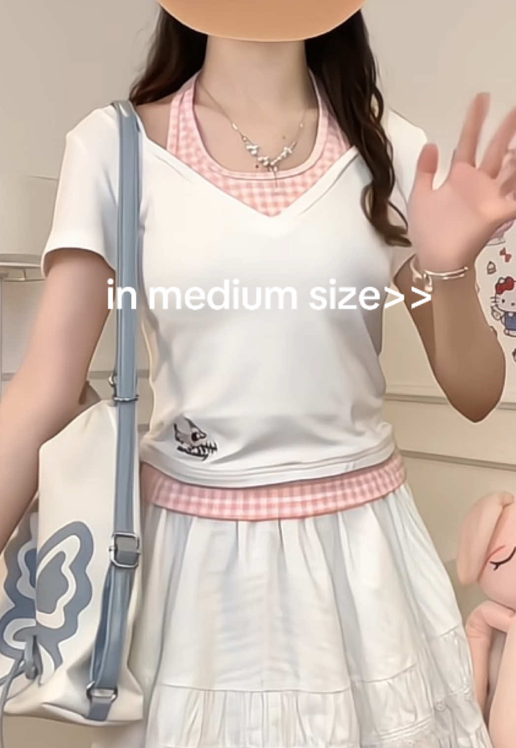 Replying to @jilly size is medium and the design is white and pink 🎀 #pinktop #outfit #outfitideas #outfitinspo #lacetop 