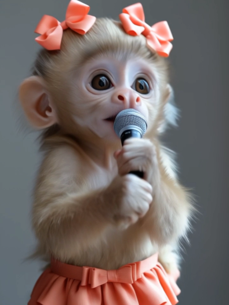 🐒🎤🐒 #monkey #cute #animal #funny 