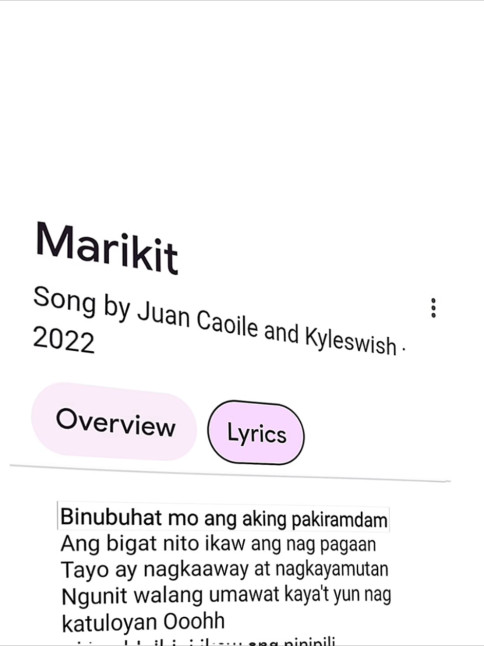 Marikit | LYRICS  . . . Marikit Marikit lyrics  Marikit song Marikit lyrics song Marikit by juan Caoile #marikit #lyrics #googlelyrics🎧 #googlelyrics #song #musicvibes 