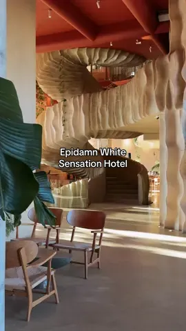 Get immersed in the organic architecture of @epidamn_whitesensation in Durrës, Albania.  . . #traveltiktok #travelcontent #travelcreator #interiordesign #albania #albaniatravel #videography 