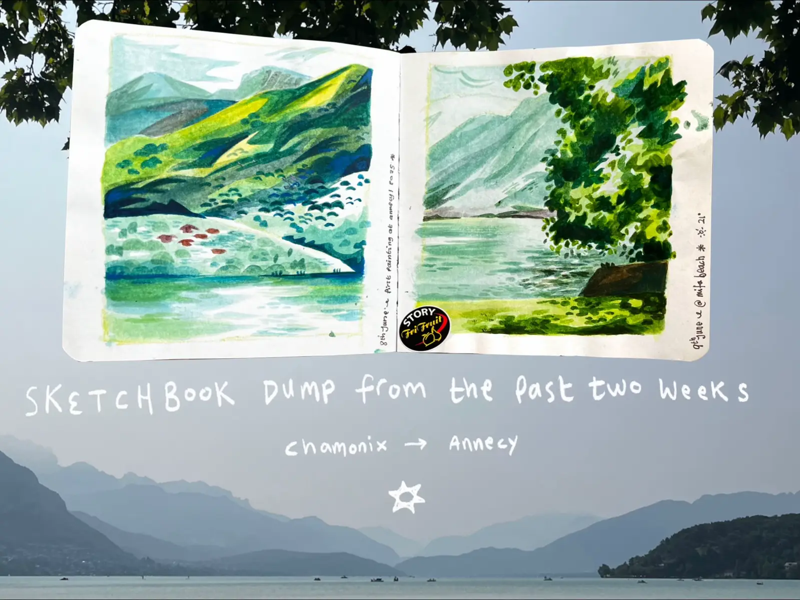 Visiting France these past two weeks, in Chamonix finding a type of stillness and peace in the strong mountains and wildlife. To Annecy for the animation festival. Full of creative energy in abundance, warm laughter on every cobblestone corner. A welcomed air from both, a grounded love to creating artwork with human hands💫 #sketchbooktour #sketchbookdump #sketchbook #humanmade #sketchbookart #pleinair #pleinairpainting #watercolor #ink #humanmade #chamonix #annecy 