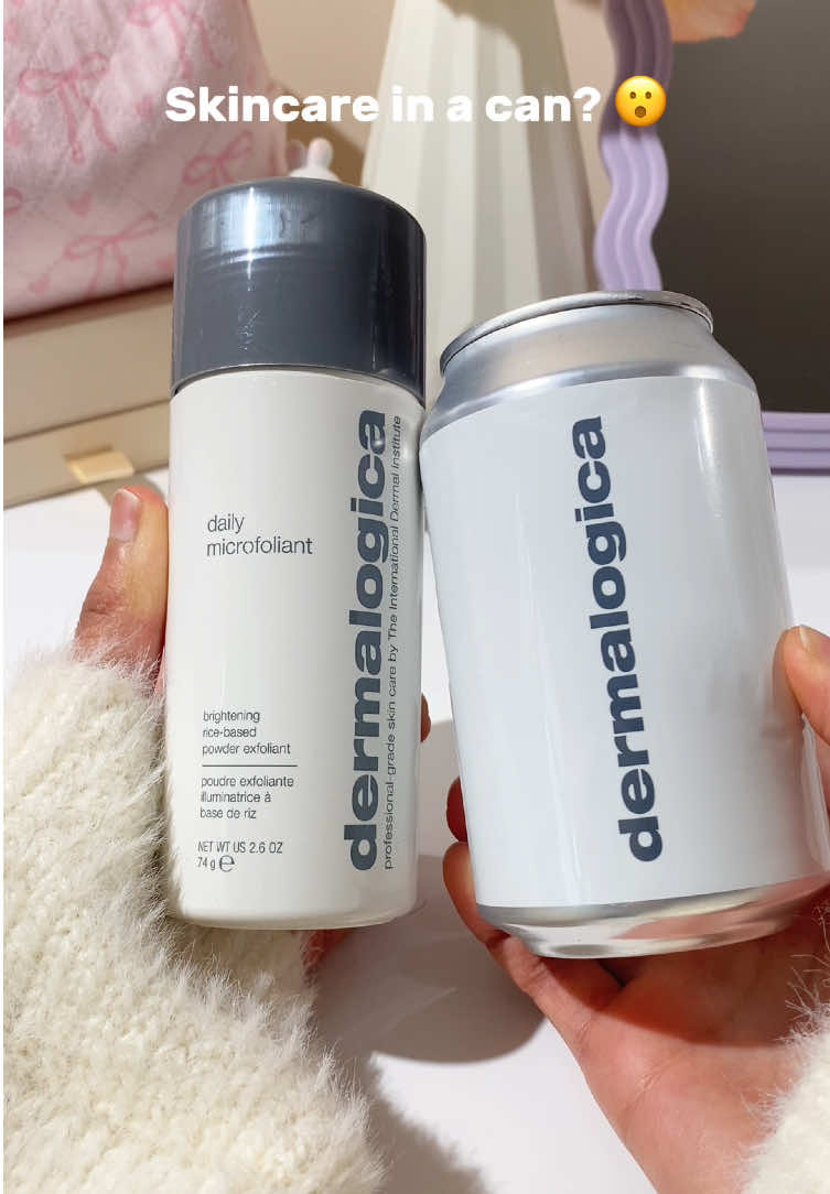 Skincare in a can? 😮💧 I was gifted the Dermalogica Daily Microfoliant and this can of water that’s actually for your skin and not for drinking! 😂 This microfoliant has been on my wishlist forever, so I’m super excited I finally got to try it. It’s really easy to use and only needs a little water. After just one use, my skin felt instantly soft, smooth, and looked noticeably brighter. Definitely adding this to my daily routine! *Shop @Dermalogica UK through the link in my bio 🤍 #skincare #skincarecommunity #skincarereview #cleanser #cleanserreview #powdercleanser #exfoliant #dermalogica #microfoliant #dermalogicaskincare #fyp #viral #brightskin #clearskin #cleanskin 
