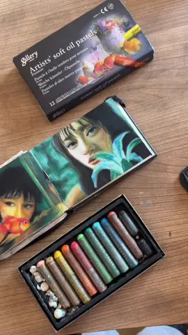 green-themed oil pastel drawings>> #art #artist #keepupartist #oilpastels #fyp 
