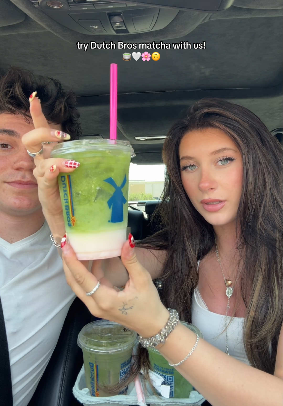 forgot to post this a while ago haha but try @Dutch Bros Coffee matcha with us!! @Jentzen Ramirez #fyp #foryou #matcha #coffee #dutchbros #jelliana #couple 