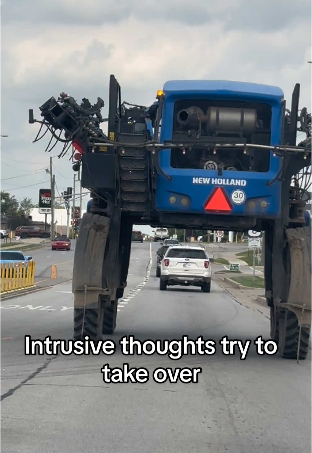 When your intrusive thoughts try to take over. I wanted to drive under this thing so bad. Hahaha! #intrusivethoughts #tractor #driving #fyp #fypシ #foryouu 