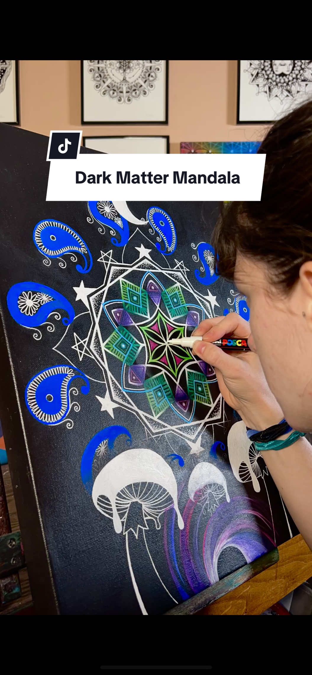 What do you think of itttt? 😍 Do you want any products made from this design? Like stickers, clothes, phone cases, things like that? Let me know! #Mandalapainting #spiritualart #trippyart #mushroomart #visionaryart 