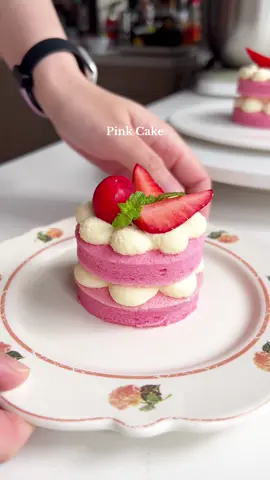 Pink Cake. Recipe linked in my bio. #pinkcake #cake #chiffoncake #dessert #baking #fyp #viralvideos #viraltiktokvideo 