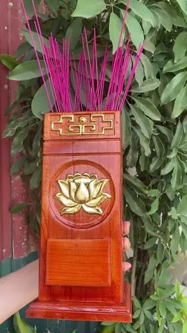 Hộp để nhang bằng gỗ dục hoa sen mạ vàng bền đẹp #xuhuongtiktok #xuhuong #tamlinh #thocung 