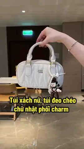 Túi xách nữ, túi đeo chéo form chữ nhật 1 ngắn lớn đựng đồ kèm charm xinh #jimestore #tuixachnu #tuixach #reviewtuixachnu #tuideocheo #tui #tuixachquangchau 