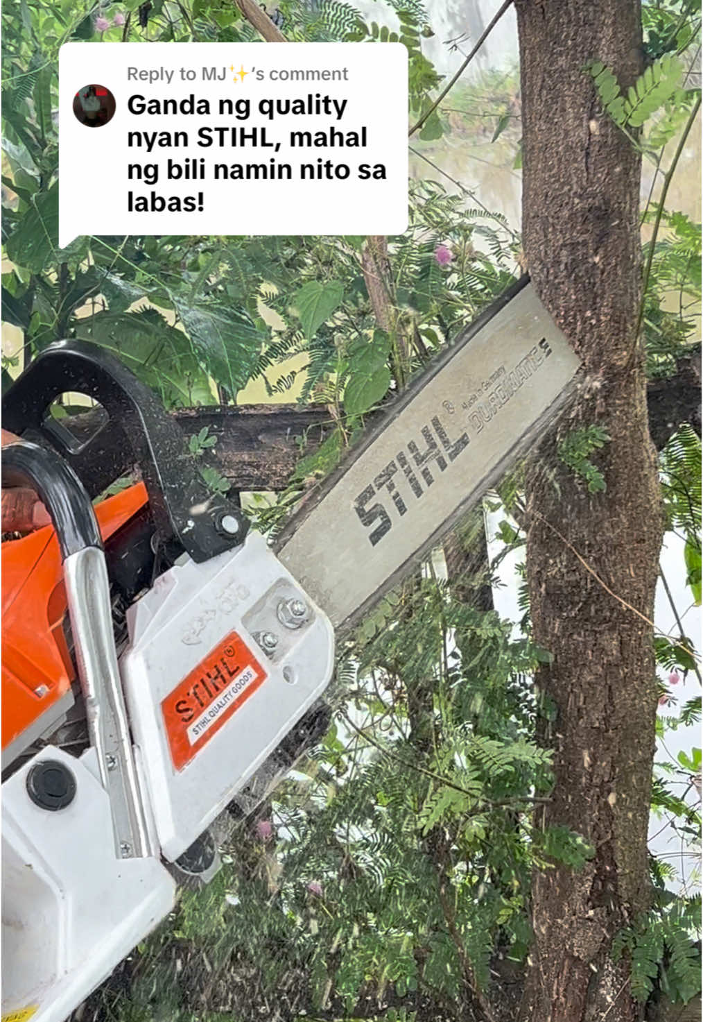 Replying to @MJ✨ 20 inches lang yan pero pangmalakasan👌 #chainsaw #stihl #stihlchainsaw #powersaw 