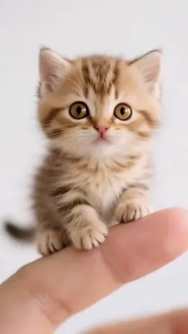 Coffee Cream Puff 🐾☕ #minicat #softkitten #fluffylove #cutepet #realismart #whitebg 