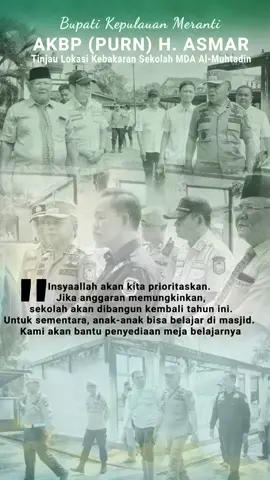 Saya telah meninjau langsung lokasi kejadian kebakaran beberapa waktu lalu. Insyaallah, penanganannya akan menjadi prioritas kami. Jika anggaran memungkinkan, pembangunan kembali sekolah akan dilaksanakan tahun ini. Untuk sementara waktu, proses belajar mengajar akan dilaksanakan di teras masjid. Kami juga akan membantu menyediakan meja belajar guna mendukung kenyamanan anak-anak dalam belajar. Mohon doanya agar segala upaya ini berjalan lancar. Aamiin.  @MUZAMIL BAHARUDIN., S.M,MM  #KepulauanMeranti #uggul #agamis #sejahtera 