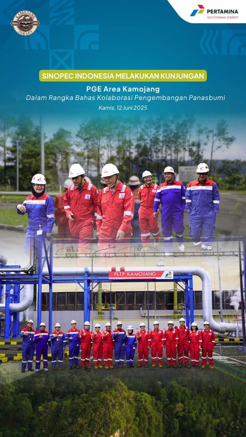 Hi Geovers!!  Pada 12/06/2025, PGE Area Kamojang menerima dan menyambut baik kedatangan Sinopec Indonesia dalam rangka diskusi dan benchmarking terkait pengembangan panasbumi di Area Kamojang, melalui kunjungan ini diharapkan dapat tercipta kolaborasi yang berkelanjutan antara PGE dan Sinopec Indonesia dalam pengembangan energi panasbumi di Indonesia khususnya di Wilayah Kerja PGE. Follow dan ikuti @pge.kamojang untuk info menarik lainnya ya geovers!!! #energizinggreenfuture #pertaminageothermalenergy #pertaminageothermalenergyareakamojang #pgekamojang #kamojangjawara ##HariLingkunganHidup
