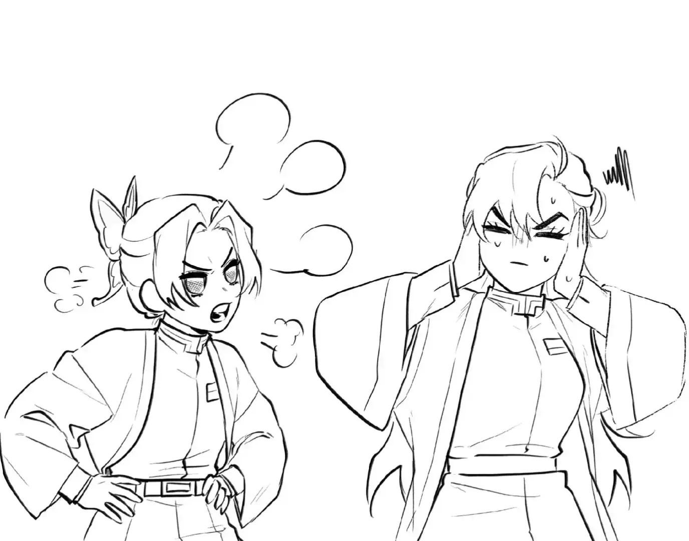 I heard that Shinobu doesn't like furry animals, so.... #shinobu #kanae #ockny #fanart #myart 