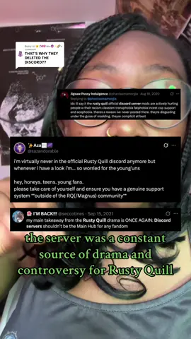 Replying to @🌼🦄🎀Fabu🔮✨🌈  for some odd reason yall really like these fandom deep dives so here is my recap for those who missed this. it’s actually frying me that no one remembers this server like i’m achieving unc status 💔 There was also drama around the mods and their decision to ban politics from the server but i wasn’t rlly around for that much. RIP Rusty Quill Official you will be missed for your memes and A tier fanart.  #rustyquill #themagnusarchives #discourse #fypシ゚ #tma 