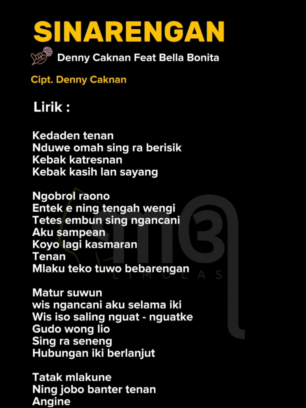 Bagian 8 | Full lyrics : Sinarengan @dnyckn feat @mamacundamani  #liriklagu #sinarengan #dennycaknan #bellabonita #lagujawa #laguviral #lirikvideo #lirikgoogle #trending #lirikbylimolas #foryoupage #fyp 