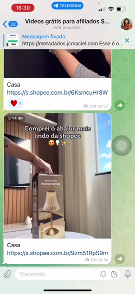 Como postar na shopee vídeos com os vídeos do canal gratuito do telegram #shopeevideo #shopeeafiliados #afiliados #afiliadoshopee #shopee 