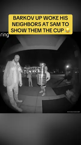 Aleksander Barkov really went walking around his neighborhood at 5am, knocking on his neighbors doors to show them the Stanley Cup 🤣 (via X/rogerarojas_) #StanleyCup #feels #fyp #hockey #NHL