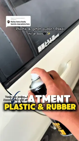 Replying to @fareezzawawi Abang kereta semua dah guna – giliran bos pulak try! 😎 Bukan sekadar cantik – bagi perlindungan UV jugak! 🌞 #rubberplastictreatment  #plastikkeretabaru #dashboardberkilat   #spraydashboard #rawatplastikkereta #sprayplastikjadihitam