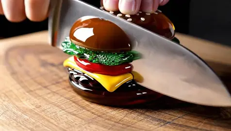 Cutting Glass Meals! 🍔 What should I do next? #asmrsounds #asmr #satisfying 