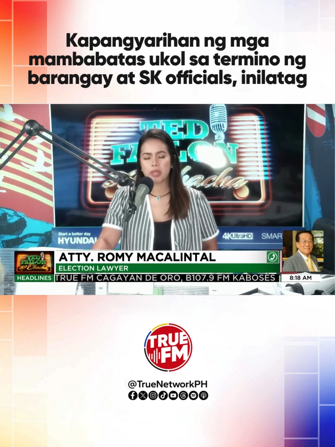 Violation sa kapangyarihan ng mga mambabatas ang pagpapalawig ng termino ng barangay at sangguniang kabataan officials. Giit ni Atty. Romy Macalintal, ang kapangyarihan lamang nila'y magtakda ng termino at hindi magpalawig ng panahon ng panunungkulan ng naturang mga opisyal. Pakinggan ang full interview sa True FM Facebook page and News5 YouTube channel. #TedFailonAndDJChacha #DitoTayoSaTotoo #SaTrue #TrueFM #TrueTV #romymacalintal #electionlawyer #bske #elections