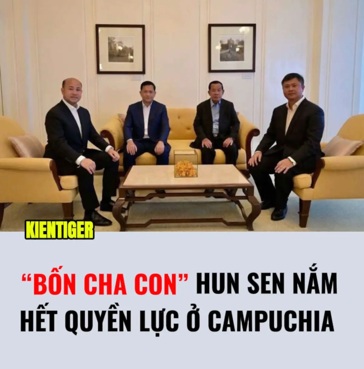 Gia đình Hun Sen được xem là một triều đại chính trị hiện đại tại Campuchia. Cả ba người con trai đều giữ các vị trí cấp cao trong chính phủ hoặc quân đội, phản ánh quá trình chuyển giao quyền lực có tính kế thừa trong nội bộ Đảng Nhân dân Campuchia (CPP). Hun Sen và ba người con trai nổi bật của ông, thường được gọi là “bốn cha con Hun Sen”: 1. Hun Sen (cha)  • Chức vụ: Cựu Thủ tướng Campuchia (1985-2023)  • Hiện tại: Chủ tịch Thượng viện Campuchia (từ năm 2024)  • Sinh năm: 1952  • Thành tích: Là người nắm quyền lãnh đạo lâu nhất ở Đông Nam Á hiện đại; giữ vai trò trung tâm trong chính trị Campuchia suốt gần 4 thập kỷ.  • Đảng phái: Đảng Nhân dân Campuchia (CPP) 2. Hun Manet (con trai cả)  • Chức vụ hiện tại: Thủ tướng Campuchia (từ 2023, kế nhiệm cha)  • Sinh năm: 1977  • Học vấn: Tốt nghiệp Học viện Quân sự West Point (Hoa Kỳ)  • Tiến sĩ Kinh tế tại Đại học Bristol (Anh)  • Sự nghiệp:  • Từng là Phó Tổng tư lệnh Quân đội Hoàng gia Campuchia, Tư lệnh Lục quân.  • Được coi là người kế vị chính trị rõ ràng nhất của Hun Sen.  • Phong cách lãnh đạo: Trẻ trung, có xu hướng kỹ trị, giữ hình ảnh ôn hòa hơn cha. 3. Hun Manit (con trai thứ hai)  • Chức vụ hiện tại: Bộ trưởng Quốc phòng Campuchia (từ 2023)  • Sinh năm: 1981  • Tốt nghiệp học viện quốc phòng Pháp  • Có bằng MBA và học vị cao trong lĩnh vực an ninh/quốc phòng  • Sự nghiệp: Từng là Giám đốc tình báo quân đội Campuchia. Được giao nhiều trọng trách trong lĩnh vực an ninh - quốc phòng.  • Đặc điểm: Ít xuất hiện trước công chúng, hoạt động chủ yếu trong các cơ quan an ninh và quân đội. 4. Hun Many (con trai út)  • Chức vụ hiện tại: Bộ trưởng Dân tộc và Tôn giáo Campuchia (từ 2023)  • Sinh năm: 1982  • Có bằng đại học và sau đại học từ Úc và Mỹ  • Sự nghiệp: Từng là Chủ tịch Đoàn Thanh niên Nhân dân Campuchia. Là đại biểu Quốc hội tỉnh Kampong Speu  • Phong cách: Nổi bật về hoạt động xã hội, thường xuyên xuất hiện trong các hoạt động cộng đồng và lễ tôn giáo. #kientiger #kientiger86 #viral #giadinhHunsen #Bonchacon #trungtamquyenluc #Campuchia