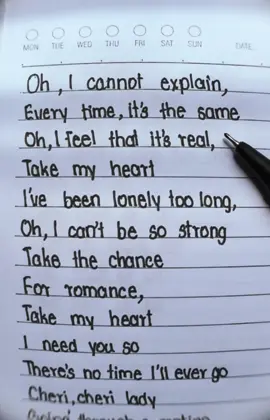 Cheri Cheri Lady #lyricsmusic #viral #lyrics #chericherilady #fyp #handwriting 