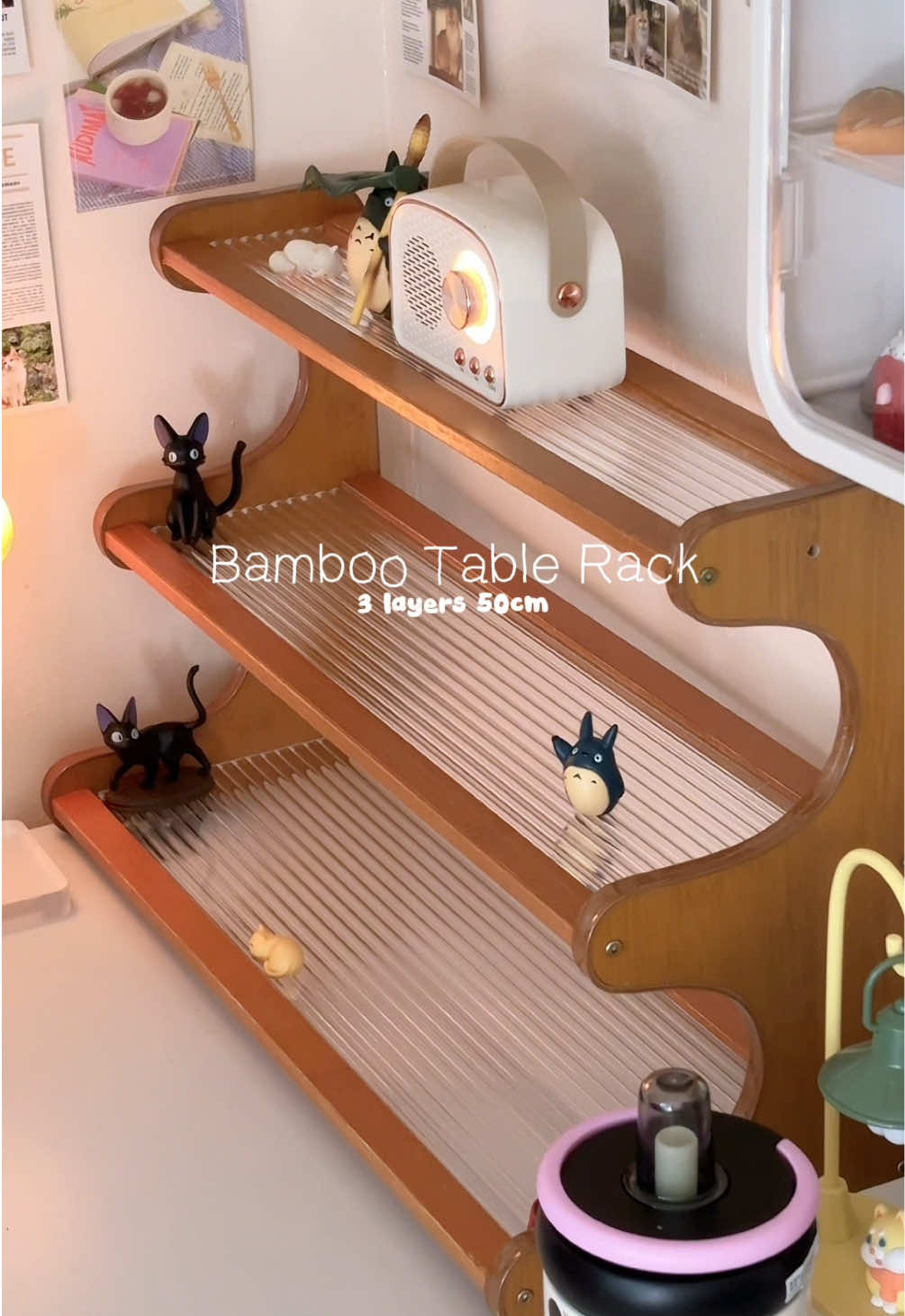Boleh letak cawan cawan jugak #bamboostoragerack #storagerack #tablerack #bamboorack 