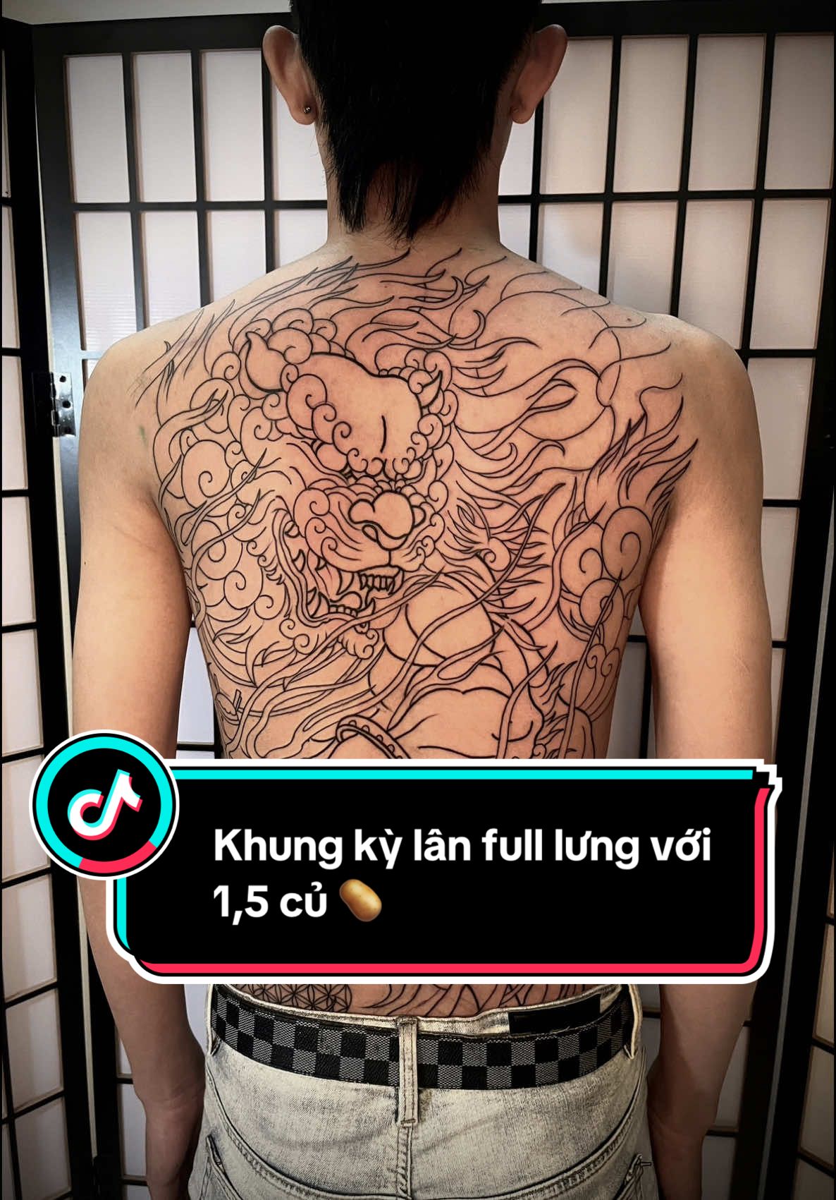 Khung kỳ lân full lưng với 1,5 củ 🥔 nha ae #hinhxamdep #xamhinhnghethuat #xuhuong #tiktok #tattoo 