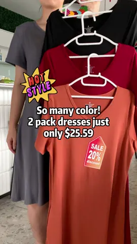 So many color!2 pack dresses just only $25.99!#showitty #superbrandclub #tiktokshopmemorialday #Summer #OOTD #tiktokshopsummerturnup #tiktokshopsummertrend #outdoorfun #fashion #tshirtdress #outdoorfun #dresses 
