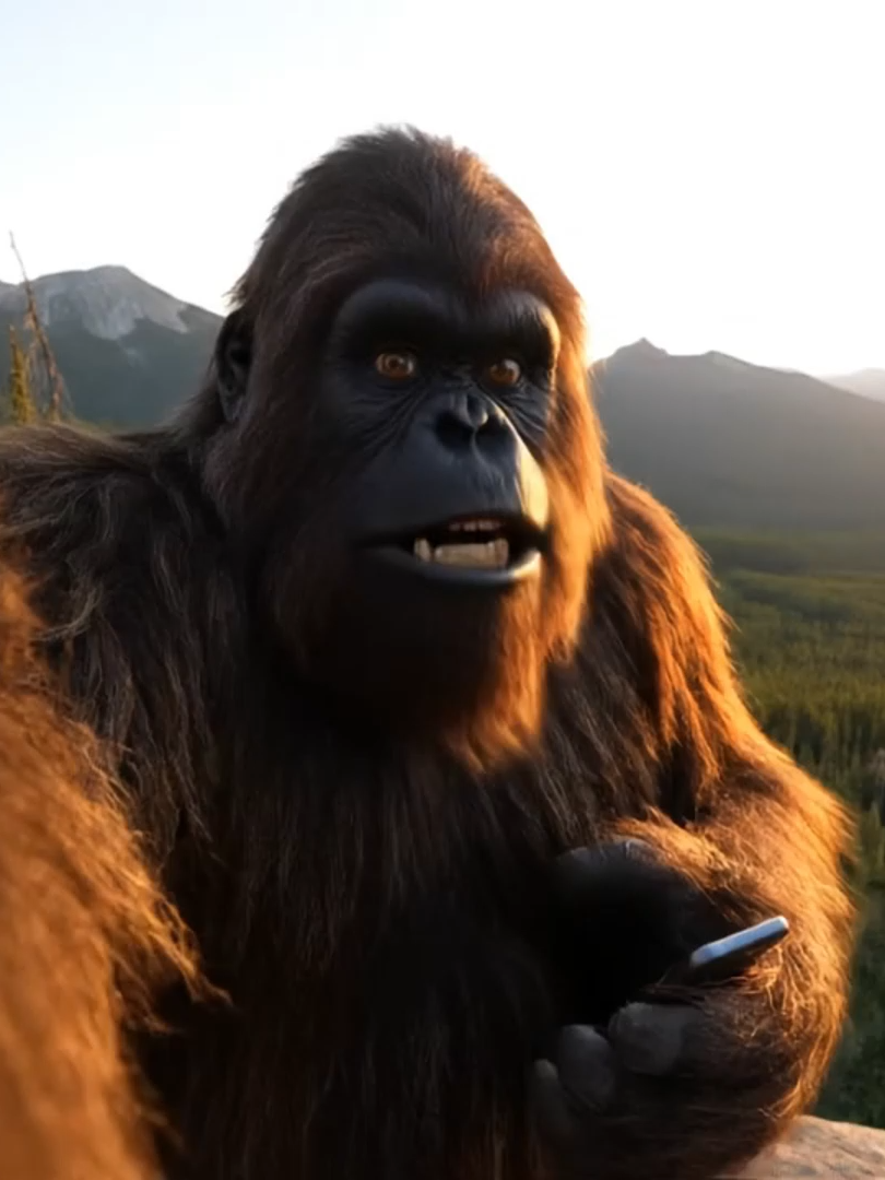 Bigfoot is in the trend with his phone. with Overherd slideshow u can generate slideshow videos. #ai #creatorsearchinsights #viral_video #fyp #Bigfoot