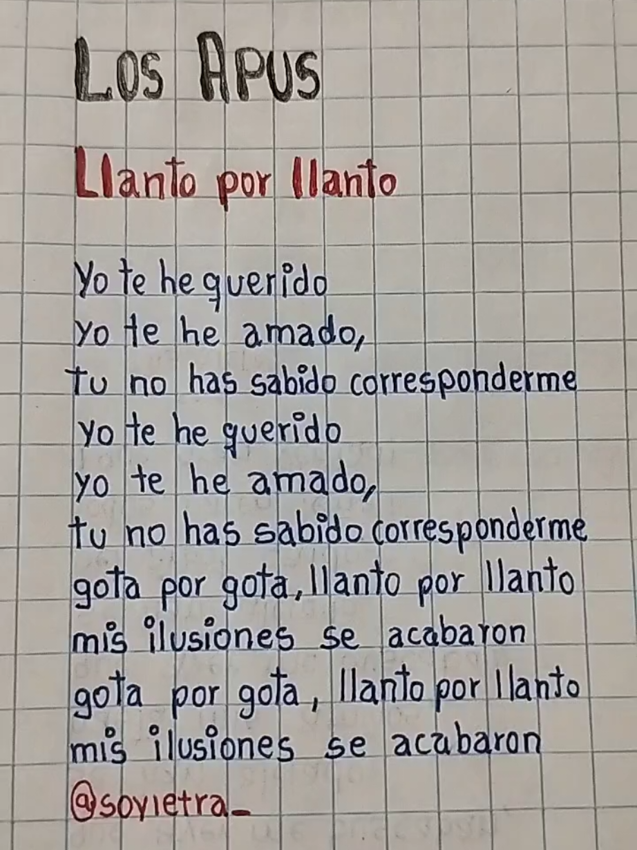 Los Apus - Llanto por llanto 🖋️❤️🎵 #losapusdelperú #llantoporllanto #huayno #cantando #canta #bailando #baila #sentimientos #vive #vida #musicas #ama #vive #amor #desamor #tequiero #ilusiones #soyletra #paratiiiiiiiiiiiiiiiiiiiiiiiiiiiiiii #tiktoker #tiktokviral #tik_tok #fyp #fypシ゚ #funny 
