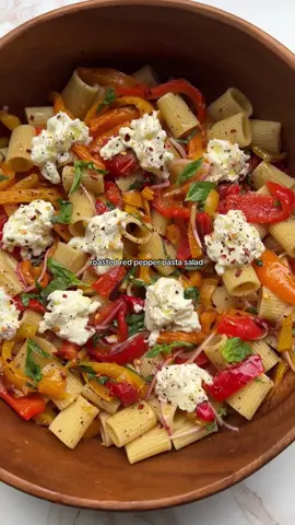 every year, I feel compelled to reshare this pasta salad because it's one of my favorites I've ever made. jammy red peppers, burrata, basil, vinaigrette... it's a good one!  recipe is my substack (linked on my page or just search “roasted red pepper salad with burrata”)