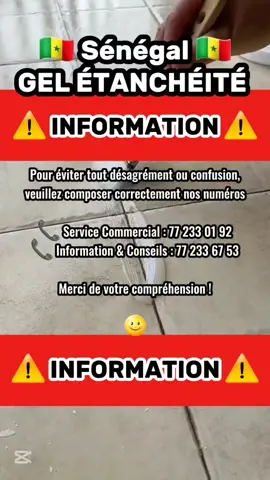 📢 Information & Prudence Pour éviter tout désagrément ou confusion, veuillez composer correctement nos numéros 🙂 : Service Commercial : 77 233 01 92 Information & Conseils : 77 233 67 53 Merci de votre compréhension !