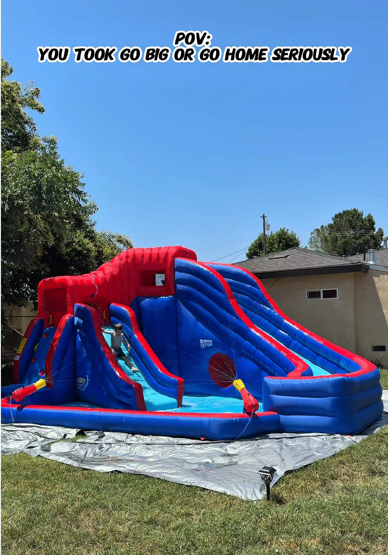 Feel free to ask me about our waterslide. Have used everyday since June 3rd!  This is not sponsored. Trust me I wish it was. 😂 #fyp #MomsofTikTok #sahmsoftiktok #Summer #waterslide #waterslides #inflatablewaterslide #inflatable #summermusthave #gobigorgohome 