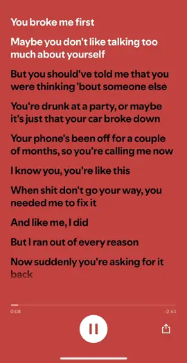 You broke me first by Tate McRae #youbrokemefirst #tatemcrae #treinding #songlyric #musiclyric #vrialtiktok #spotifymusic #fyppppppppppppppppppppppppppppppppppppp 