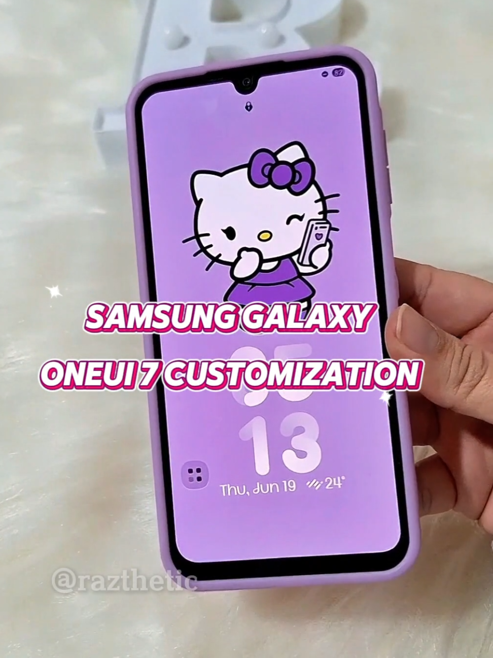 make your android phone aesthetic after oneui 7 update purple color Hello Kitty theme #samsunggalaxya15 a15 5g #samsung #a15 #aestheticphonecase #treading #fypシ゚ #smartphone #samsunggalaxy 