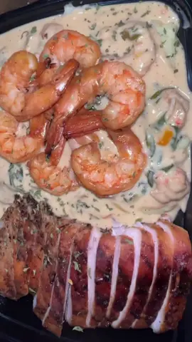 Grilled chicken and shrimp, with a Creole grilled Langostino and shrimp cream sauce topped chive mashed potatoes. 