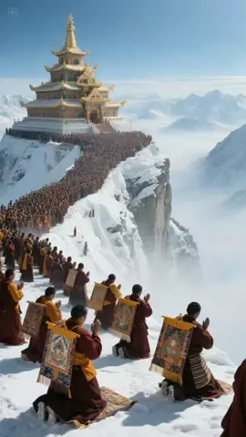 No matter how strong the wind and snow, nothing can stop the steps of prayer. I hope that you who see this video can also be happy and healthy! #fyp #thangka #仏画唐卡#fypシ  #ViralArt