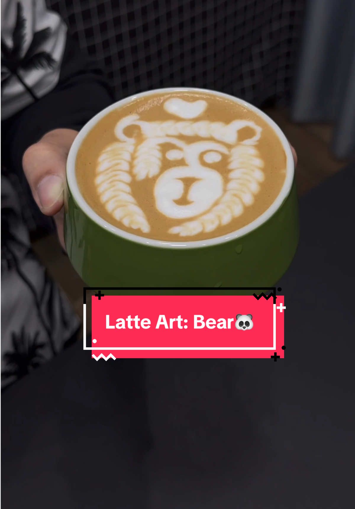 Latte Art: Bear🐼 #dhclatteartist #latte #latteart #baristalife #barista #freepour 