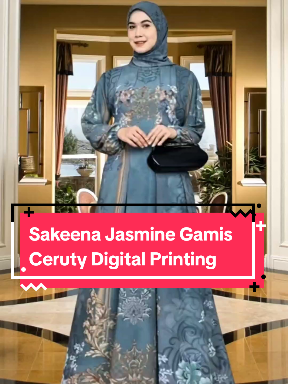 Sakeena Jasmine Gamis Ceruty Digital Printing #gamis #gamismewah #dressmewah #dress #dresskekinian #gamisterbaru #dresslebaran #gamislebaran 