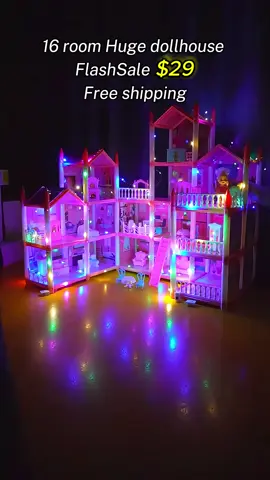Una casa de muñecas brillante con 16 habitaciones#toys #dollhouse #dollhousechallenge #fypシ゚viral #dealsforyoudays 