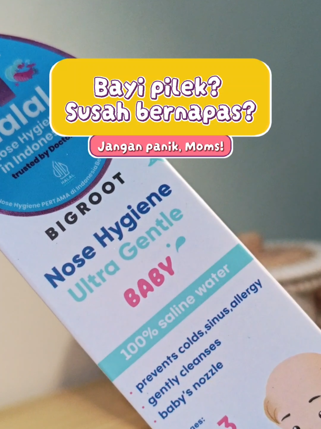 PILEK BIKIN BAYI REWEL? Solusinya: The First Halal Nose Hygiene Ultra Gentle Baby! ✅ Nozzle super lembut (micro diffusion spray) ✅ 100% saline water, aman untuk bayi 0-3 tahun ✅ Halal & bersertifikat BPOM Mudah dipakai, lendir keluar, bayi kembali lega dan tidur nyenyak! #bigroot #bigrootnosehygiene #nosehygiene #bapilbayi 