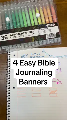 Bible journaling banner technique 🙌 4 simple banners that will elevate your Bible study note taking or Bible journaling. What I love about these - they seem so complex but yet they are not 😳 just practice and especially when your started use a good marker like I’m using in the video, I really liked this pen because it glides so smoothly and the colors are brilliant! #biblejournal #scripturejournal #biblejournaling #bibleberrycreative #bibleberrycreative #bibletok #biblejournalingideas #biblenotes #biblestudytools #journalingbible #biblejournalingcommunity #bibleart 