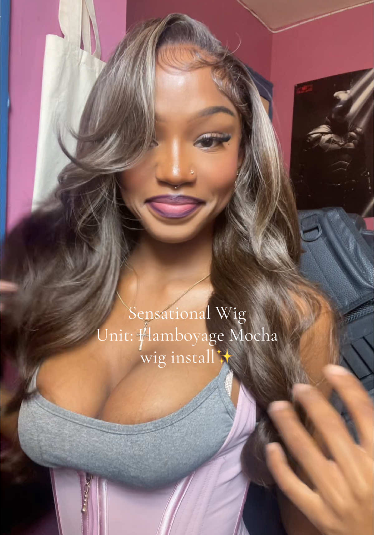 i could NEVER go wrong with a synthetic wig😫💗 #fypシ #fypage #wiginstall #syntehticwig #sensationnelwigs #wigtok #contentcreator #hairtok #sidepart #nyc #viral 