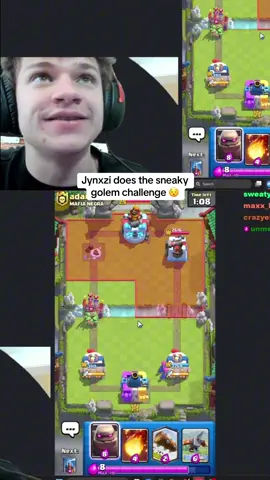 Jynxzi does the sneaky golem challenge #jynxzi #jynxziclips #trending #fyp #clashroyale #ryley #sneakygolem @Jynxzi 