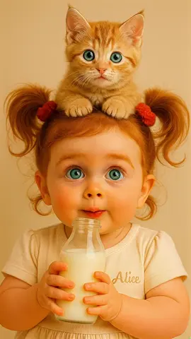 Duriduridam… duriduridam 🎶 Milk time with my bestie on my head 🐱🥛 Tap the ❤️ if you’re smiling right now! #d#duriduridam #b#babysinging #m#milkwithkitty #cutebabymoment #c#cutebaby #f#foryou #f#funnybaby #babytiktok #t#talkingbaby #b#babytrend #v#viralcutie #tiktokusa #usa 