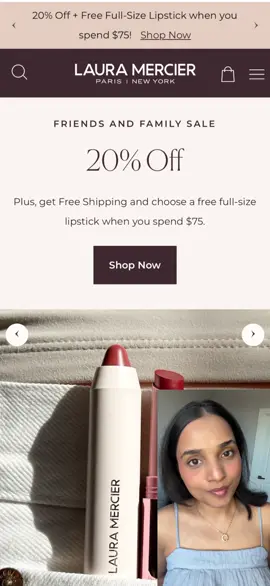 @Laura Mercier is having a friends and family sale. Get 20% discount and a free full size lipstick when you spend $75. Don't miss out on this offer Shop through my aff link  https://community.lauramercier.com/a/swadha.a 🫶🏼 #societymercier #lauramercier #sale 