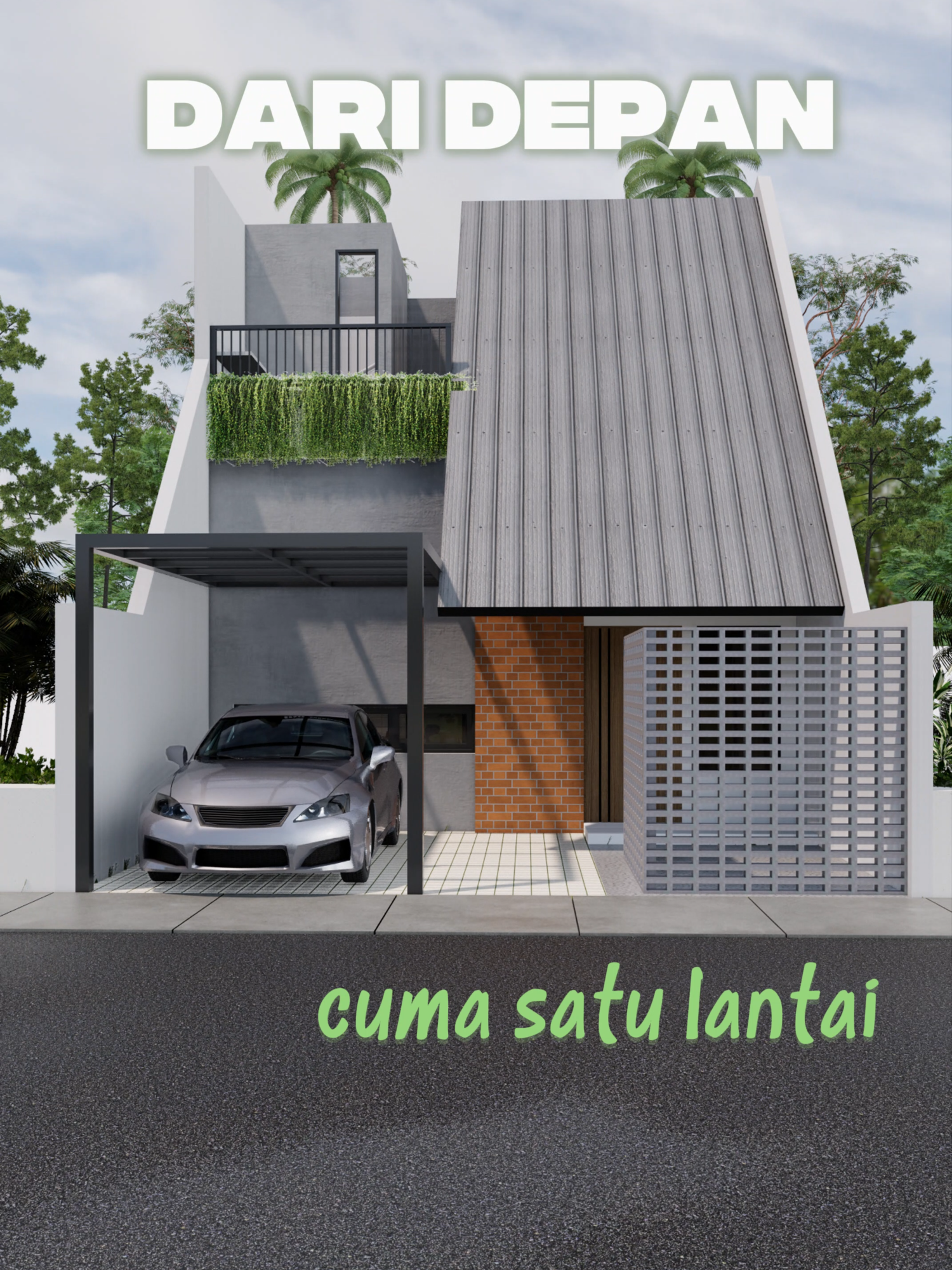 Dari luar keliatan 1 lantai, padahal dalamnya hmmm... kalau kalian mau desainnya, cek link di bio ya #desainrumah #rumahminimalis #rumahmodern #rumahtropis #jasaarsitek #rumahminimalismodern #rumahidaman #skandinavia #rumahskandinavian #mezzanine